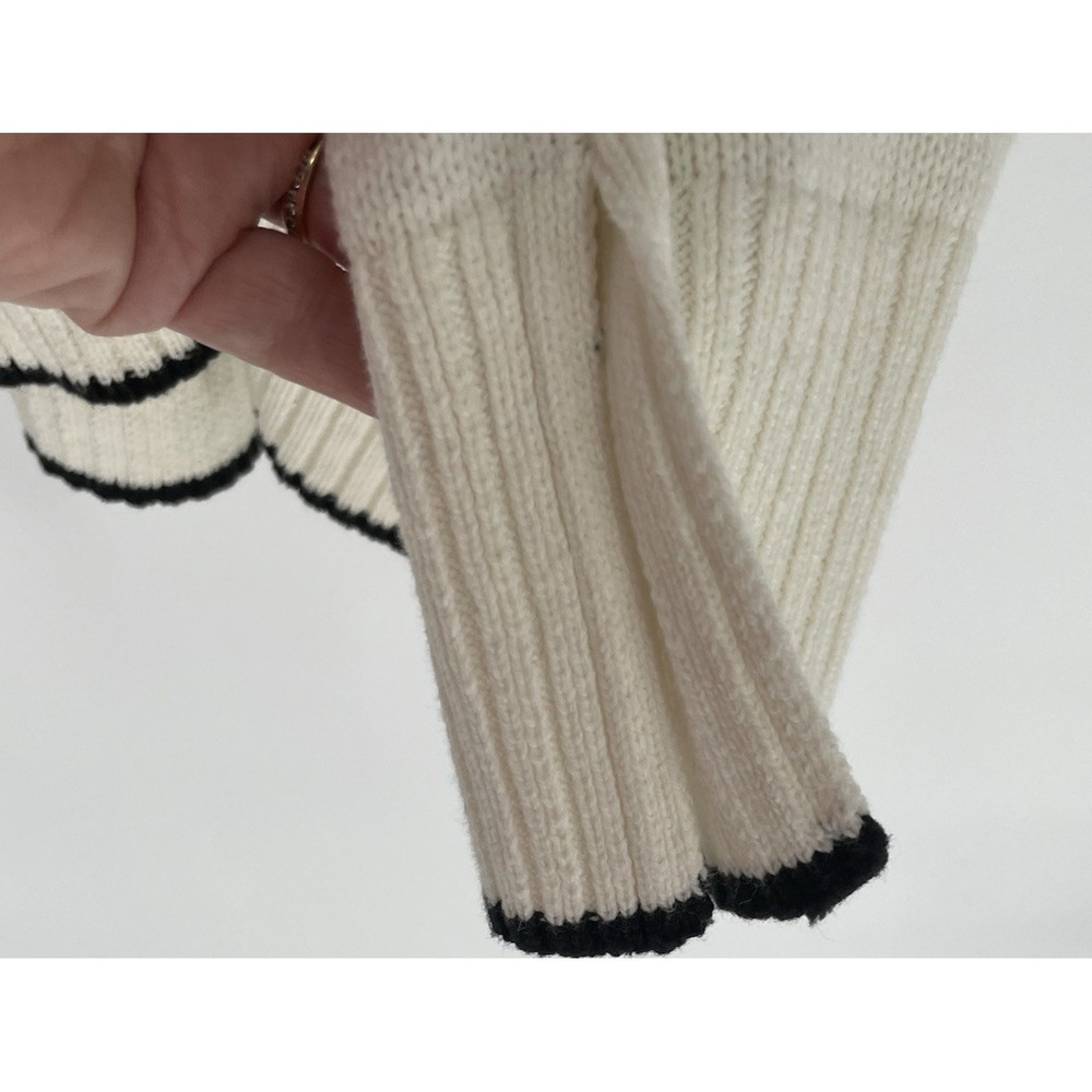 NWT Sonoma Womens 3X Sweater Ivory Black Striped Side Slit Crewneck Pullover - Picture 5 of 14